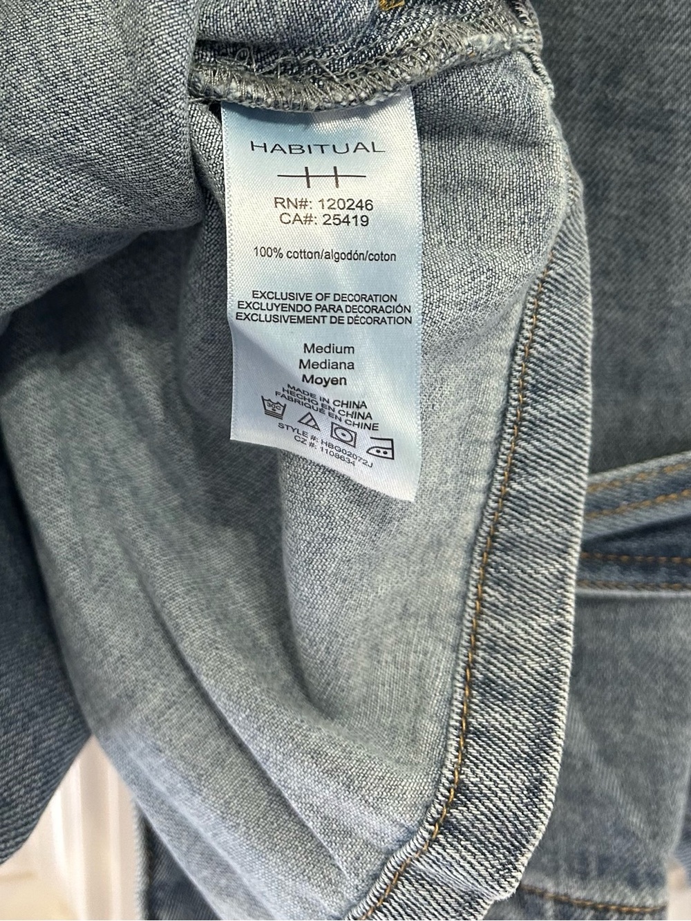 Habitual Wrap Tie Cropped Moto Trench Medium Wash Blue Jean Denim Belted Jacket - Picture 8 of 8